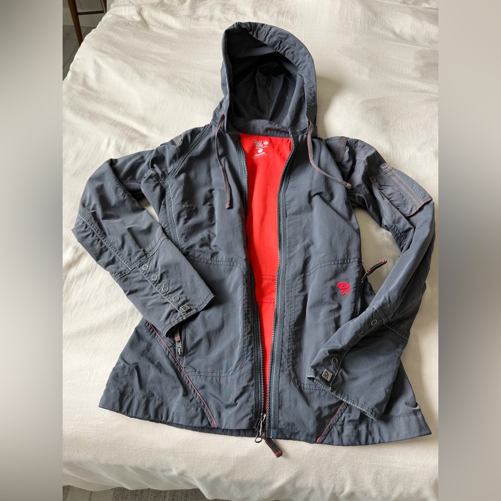 Womens MOUNTAIN HARDWEAR Gray Full Zip Hooded Urbanite Travelers Jacket